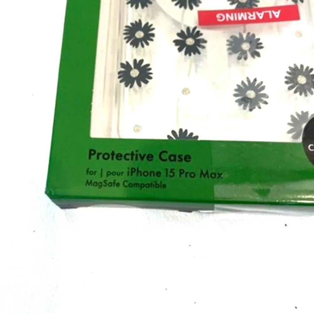 Kate Spade iPhone 15 Pro Max Hard Shell Phone Case NEW in Box Black White Daisy